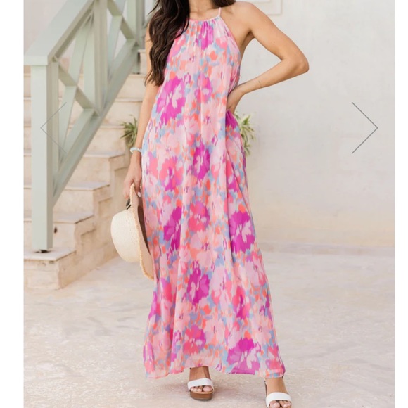 Pink Lily Dresses & Skirts - Pink Lily- Watercolor Maxi Dress- Size Large